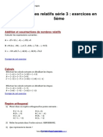 Nombres Relatifs Serie 3 Exercices en 5eme