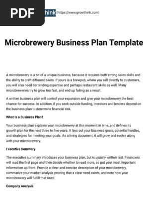Microbrewery Business Plan Template | Growthink