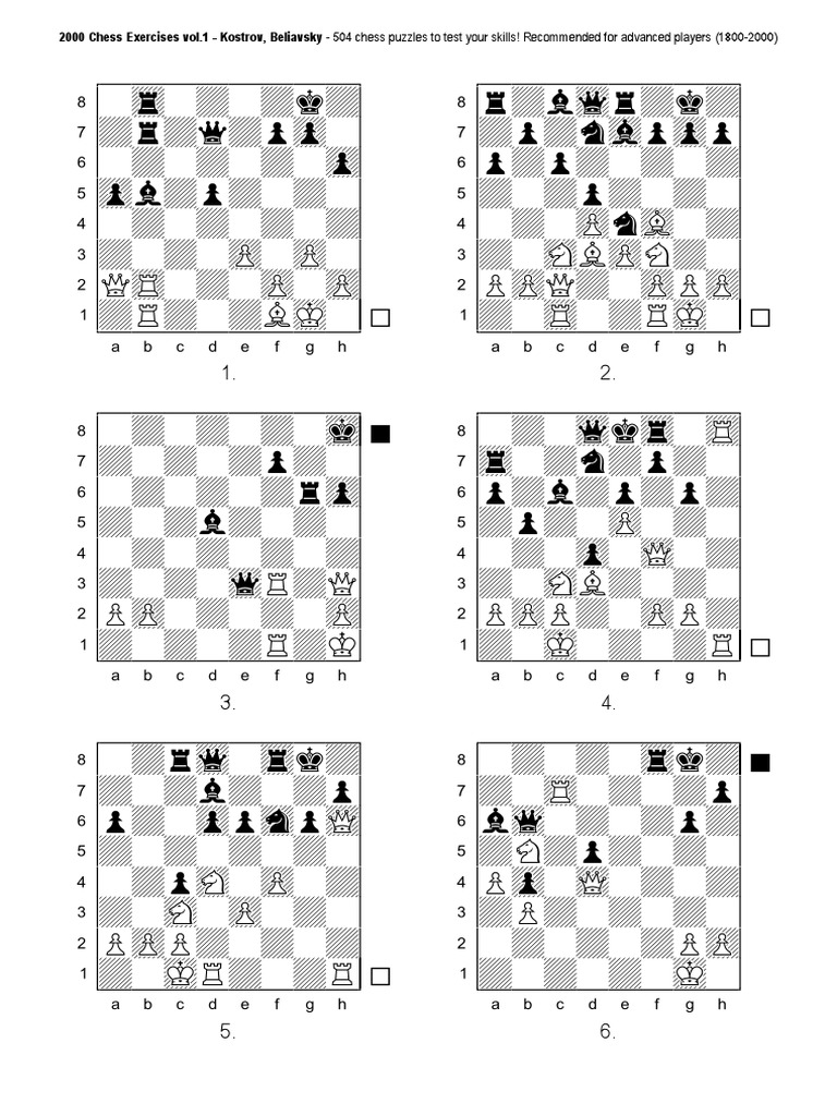 2000 Chess Exercises Vol.1 Kostrov, Beliavsky 504 Chess Puzzles To