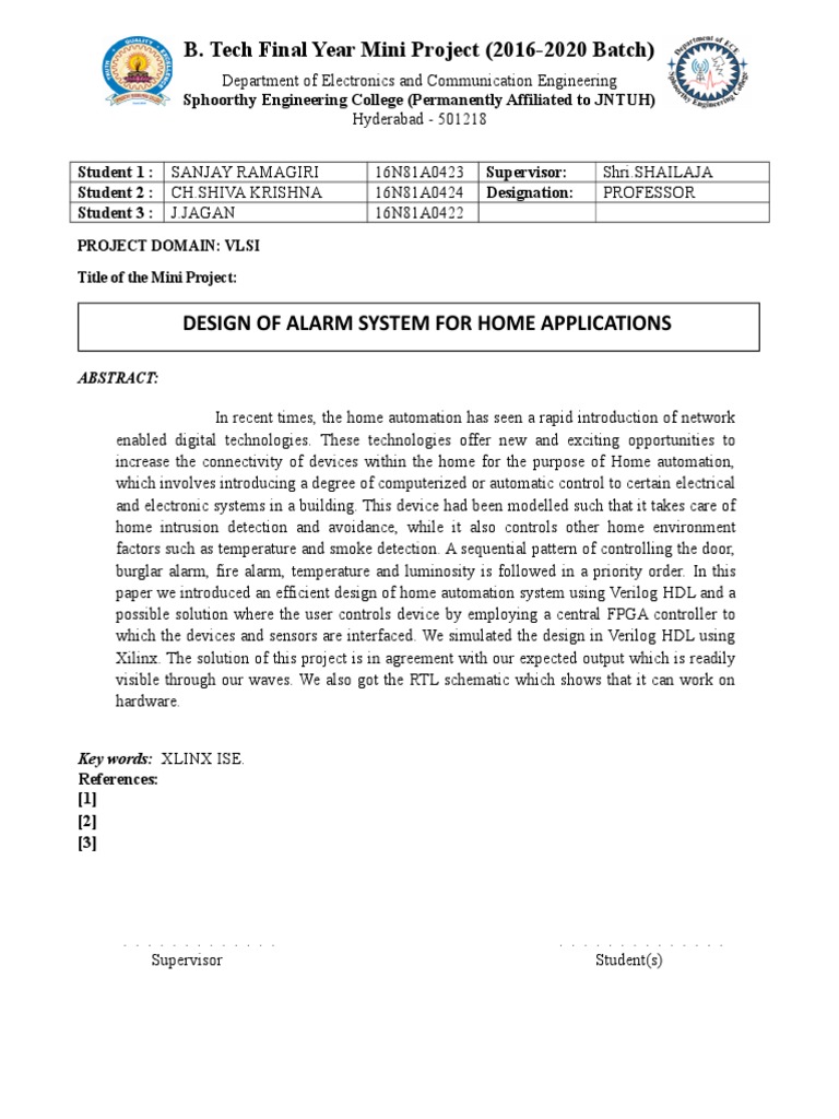 Home Automation Alarm System Design | PDF
