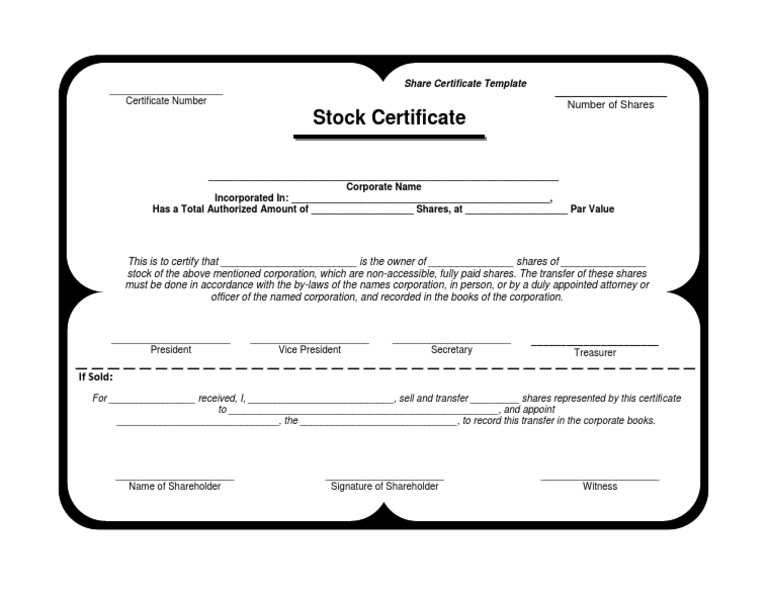 Stock Certificate Template Philippines | PDF