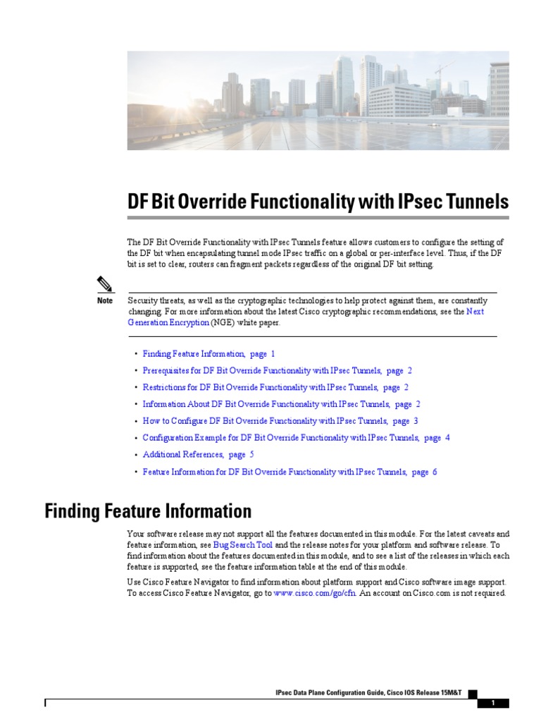 DF Bit Configuration for IPsec Tunnels | PDF | Router (Computing) | Network  Layer Protocols