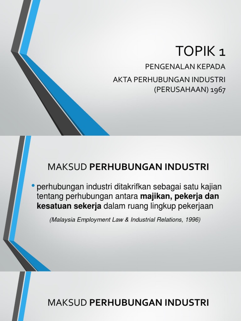 Topik 1 Industrial Relations In Malaysia Pdf