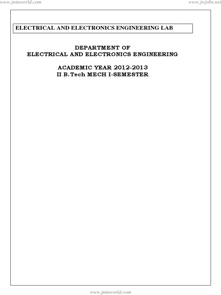 Electrical Engineering Lab Manual | PDF | Electric Motor | Voltage