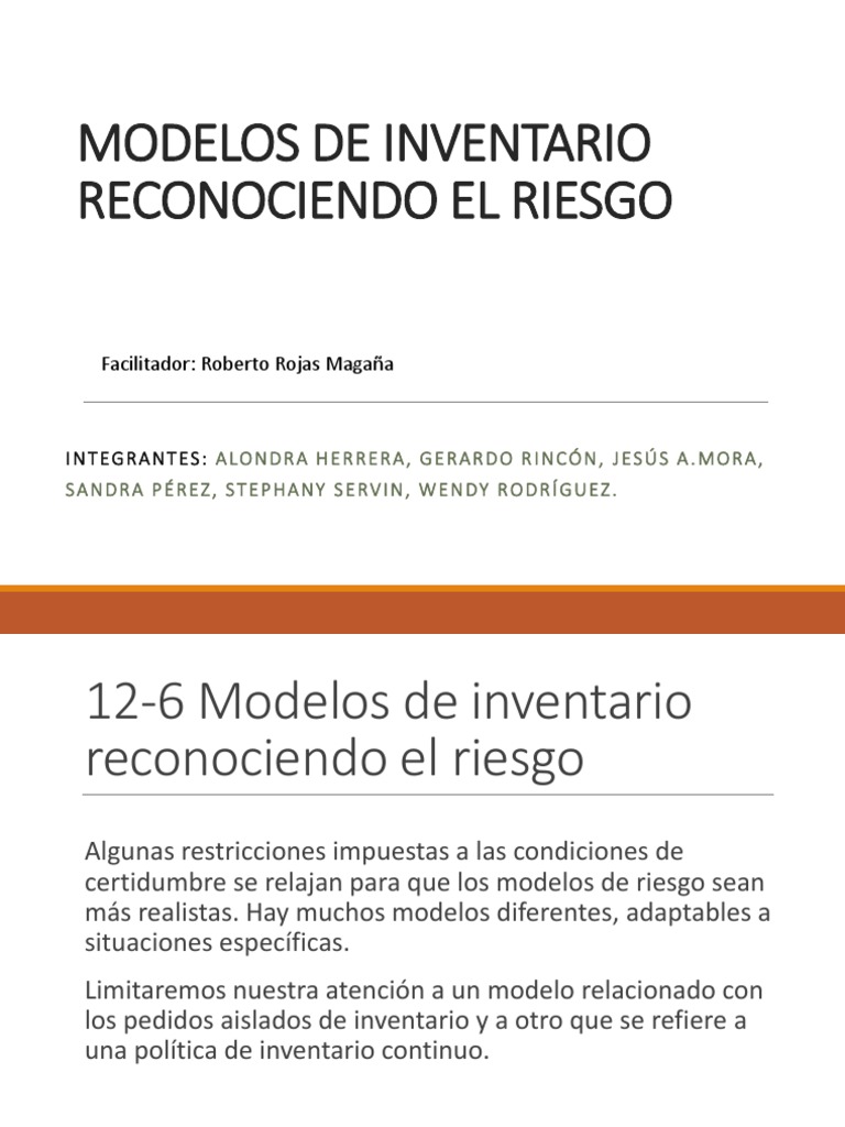 Modelos de Inventario Reconociendo El Riesgo | PDF | Inventario | Economias