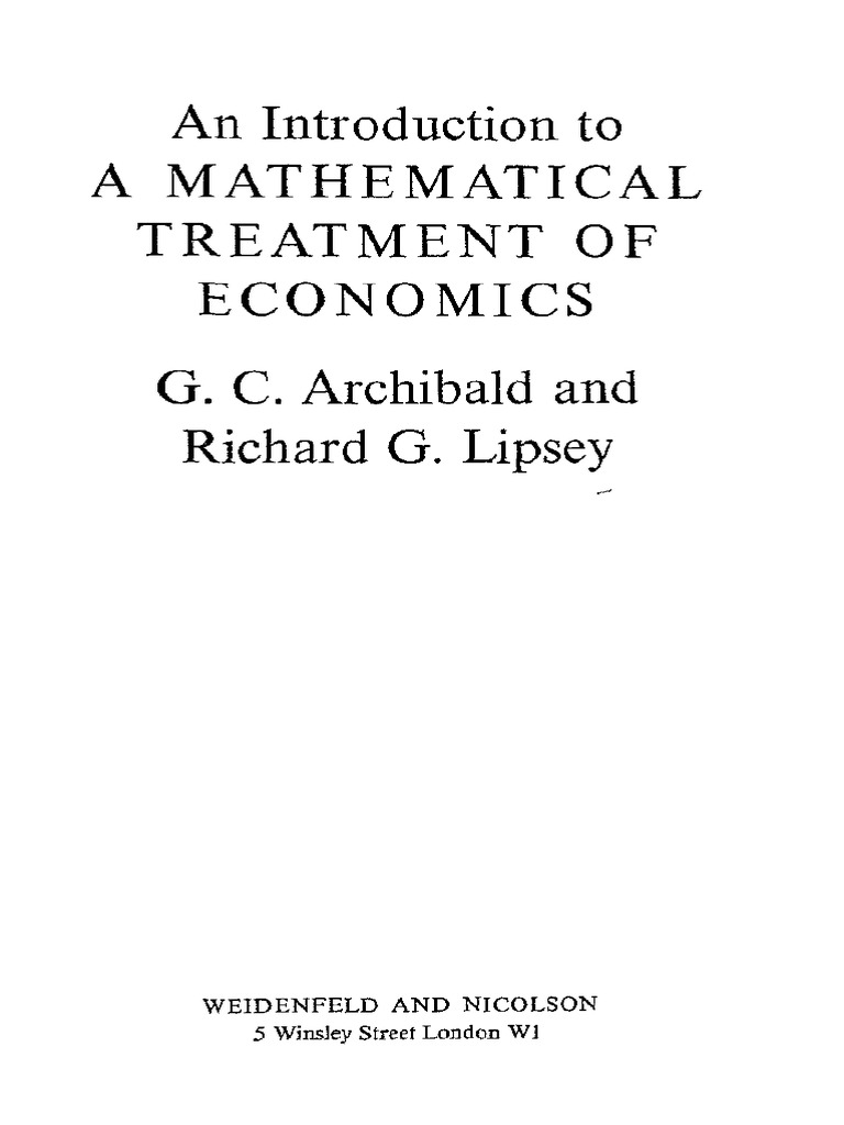 1 An Introduction To A Mathematical Treatment of Economics LIPSEY