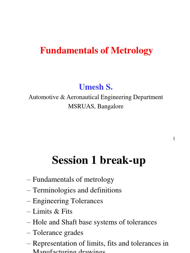 Fundamentals of Metrology PDF PDF Engineering Tolerance Metalworking