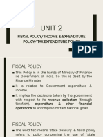 Unit 2: Fiscal Policy/ Income & Expenditure Policy/ Tax Expenditure Policy