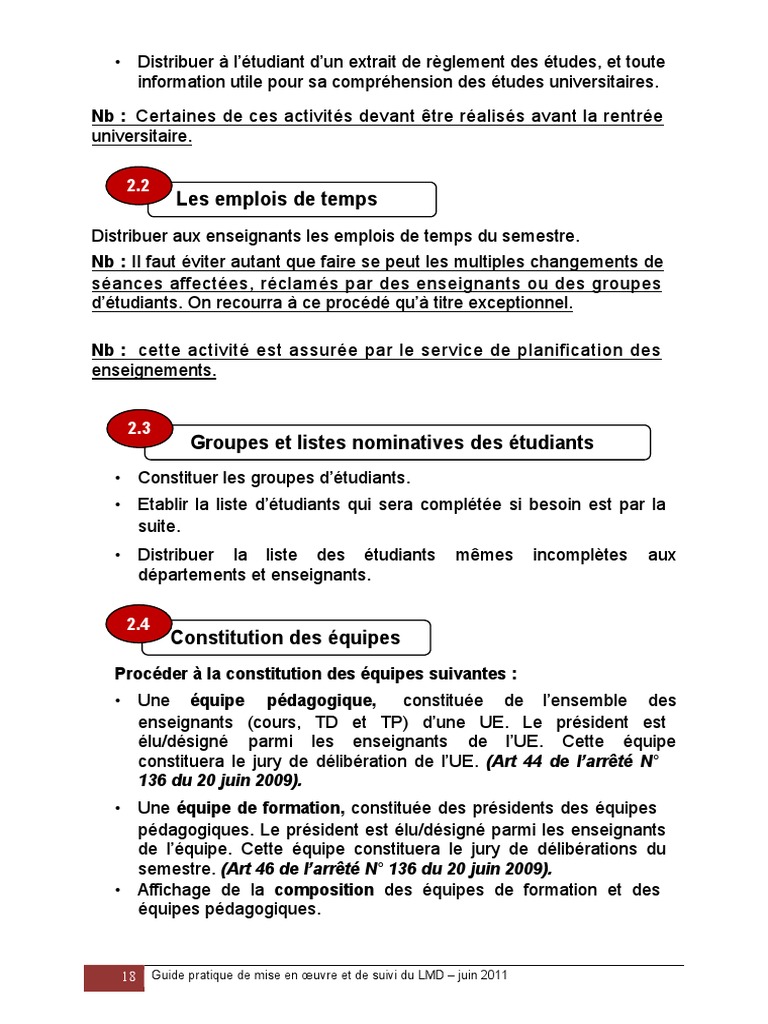 Guide de mise en œuvre du LMD | PDF | Gouvernement | Enseignement supérieur