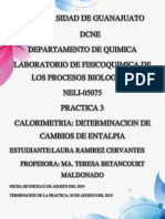 Calorimetria: Determinacion de Cambios de Entalpia