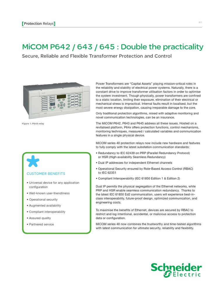 MICOM P64x PDF | PDF | Transformer | Relay