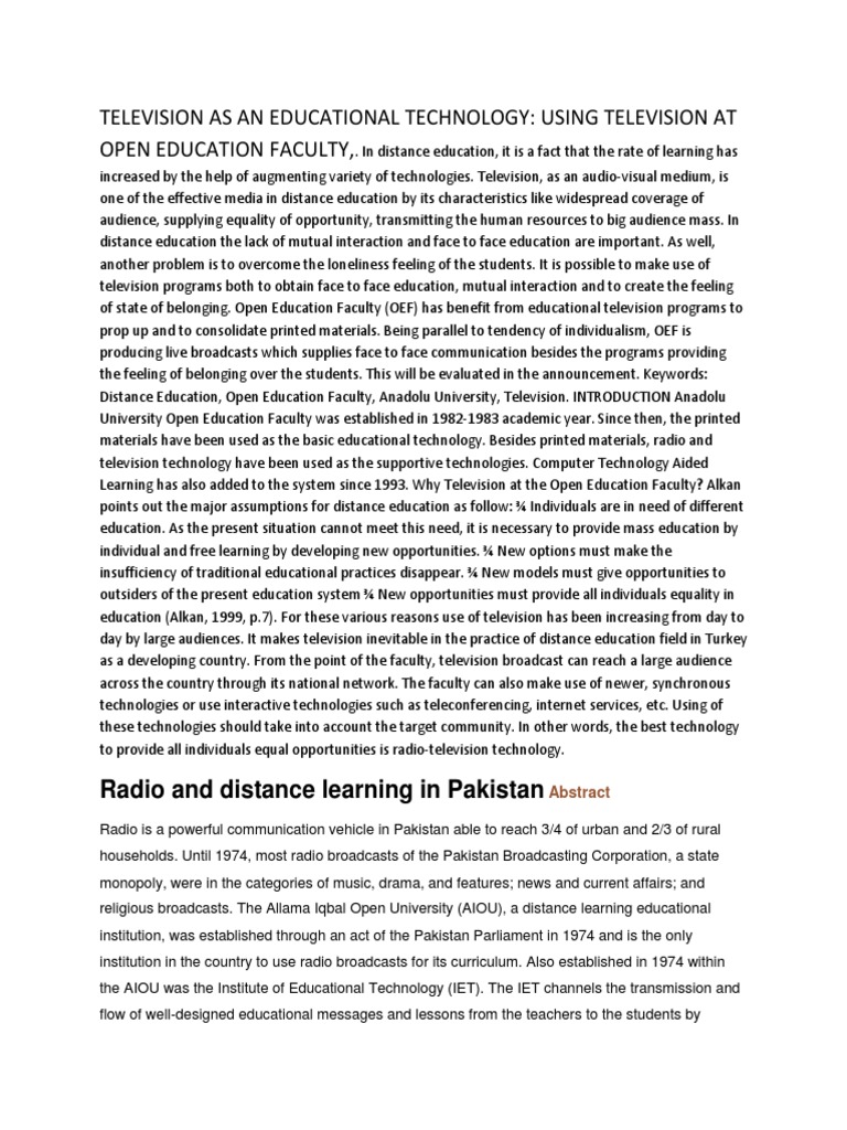 Television As An Educational Technology | PDF | Distance Education ...