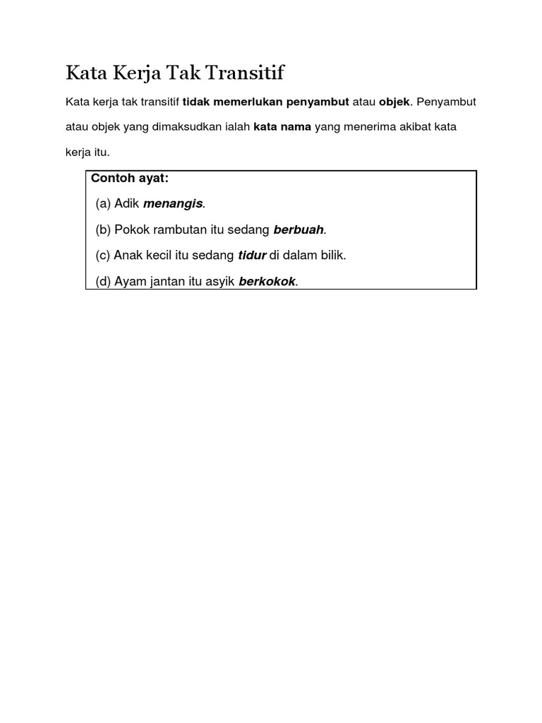 Contoh Kata Kerja | PDF