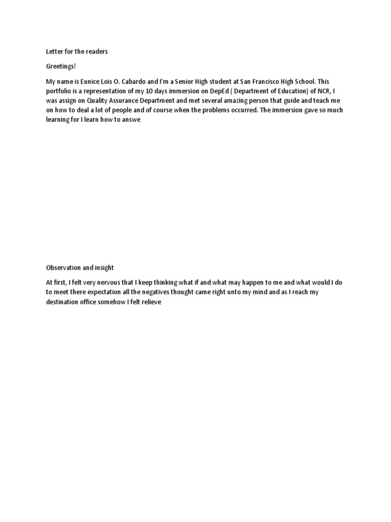 Letter For The Readers | PDF