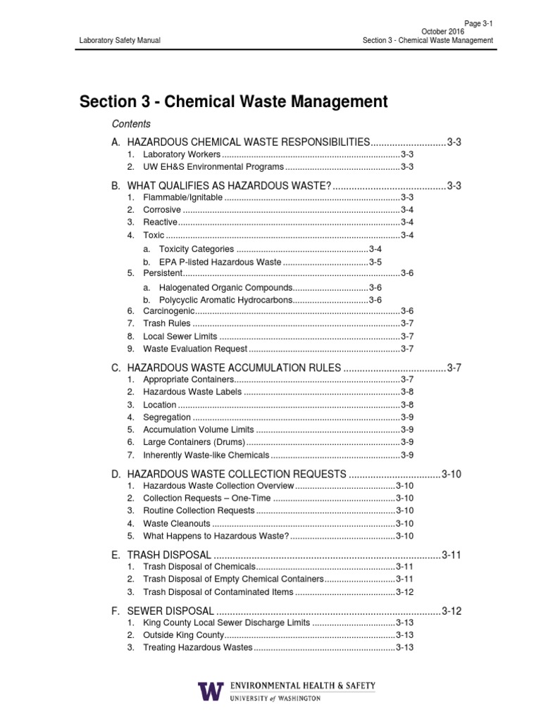 Section 3 - Chemical Waste Management | PDF | Polycyclic Aromatic ...