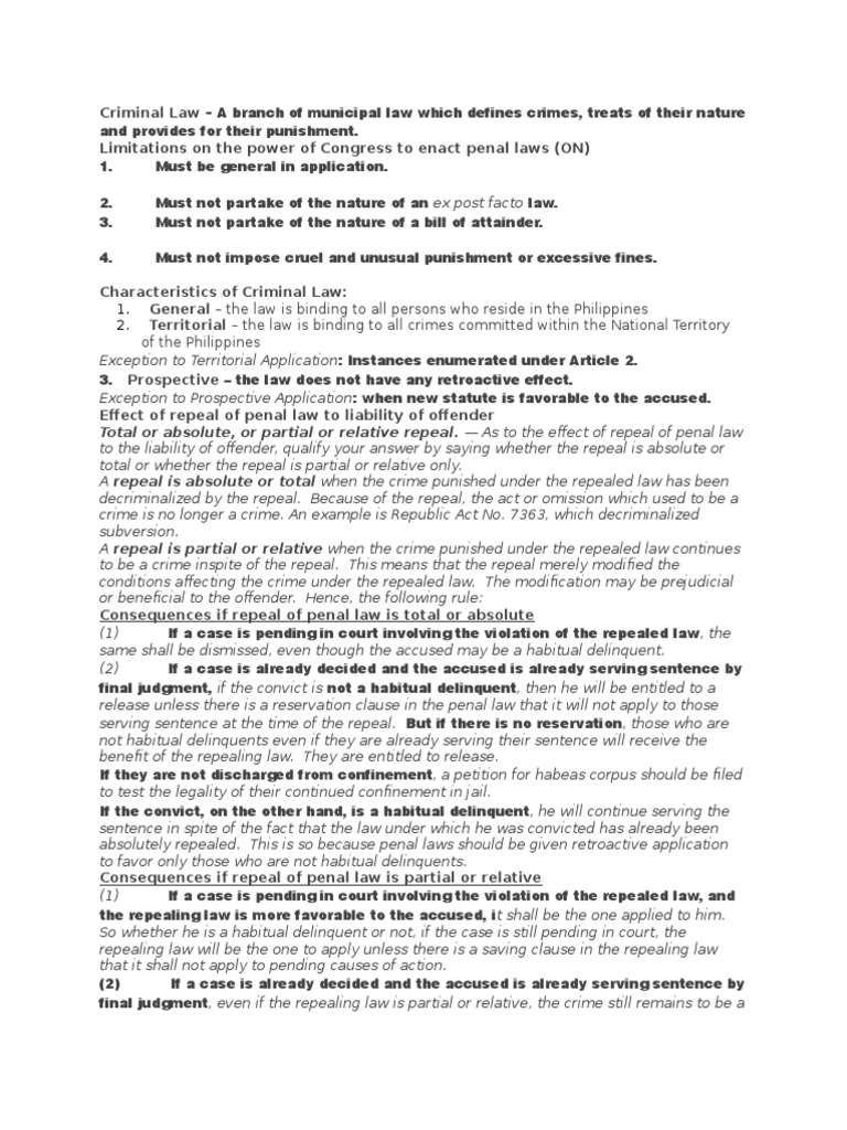 Total or Absolute, or Partial or Relative Repeal. As To The Effect of