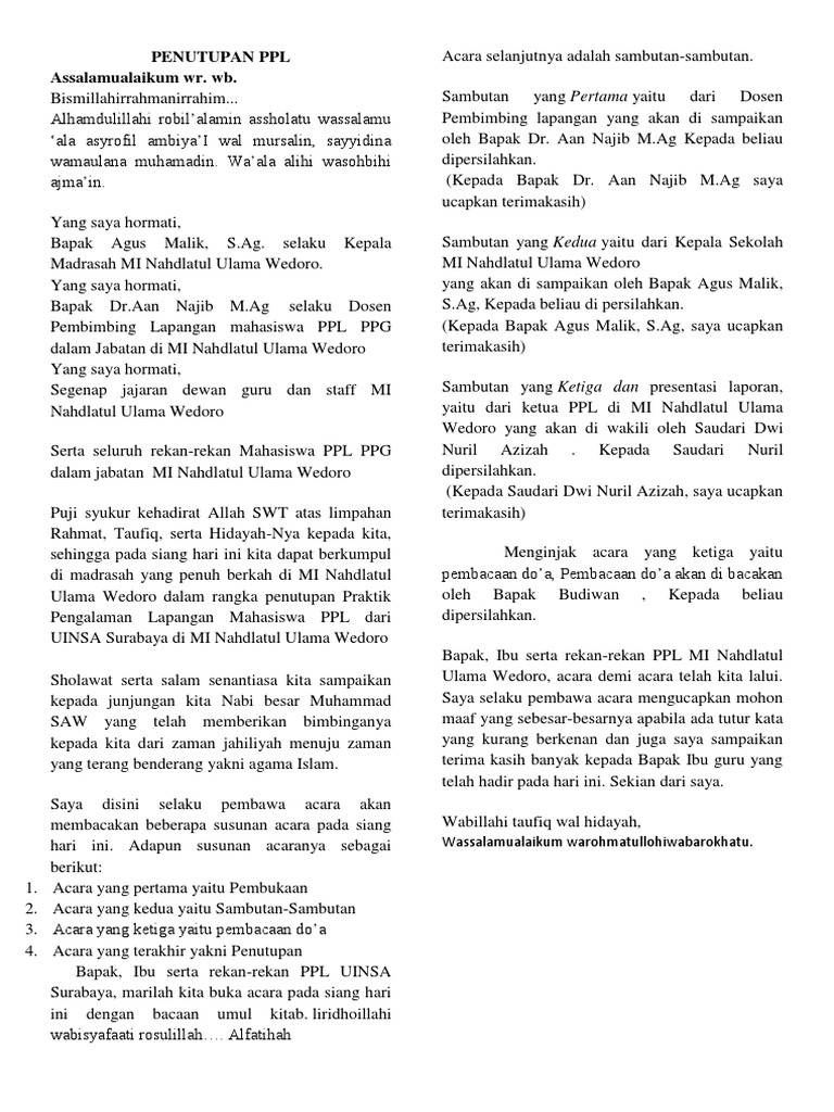 Mc Penutupan Ppl Dan Maulid