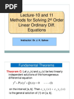 Lecture-10 and 11 Methods For Solving 2 Order Linear Ordinary Diff. Equations