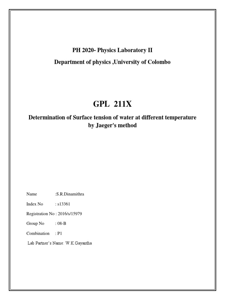 Analysis of the Relationship Between Surface Tension and Temperature of