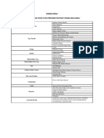 Dinner Menu All Vegetarian Food To Be Prepared Without Onion and Garlic