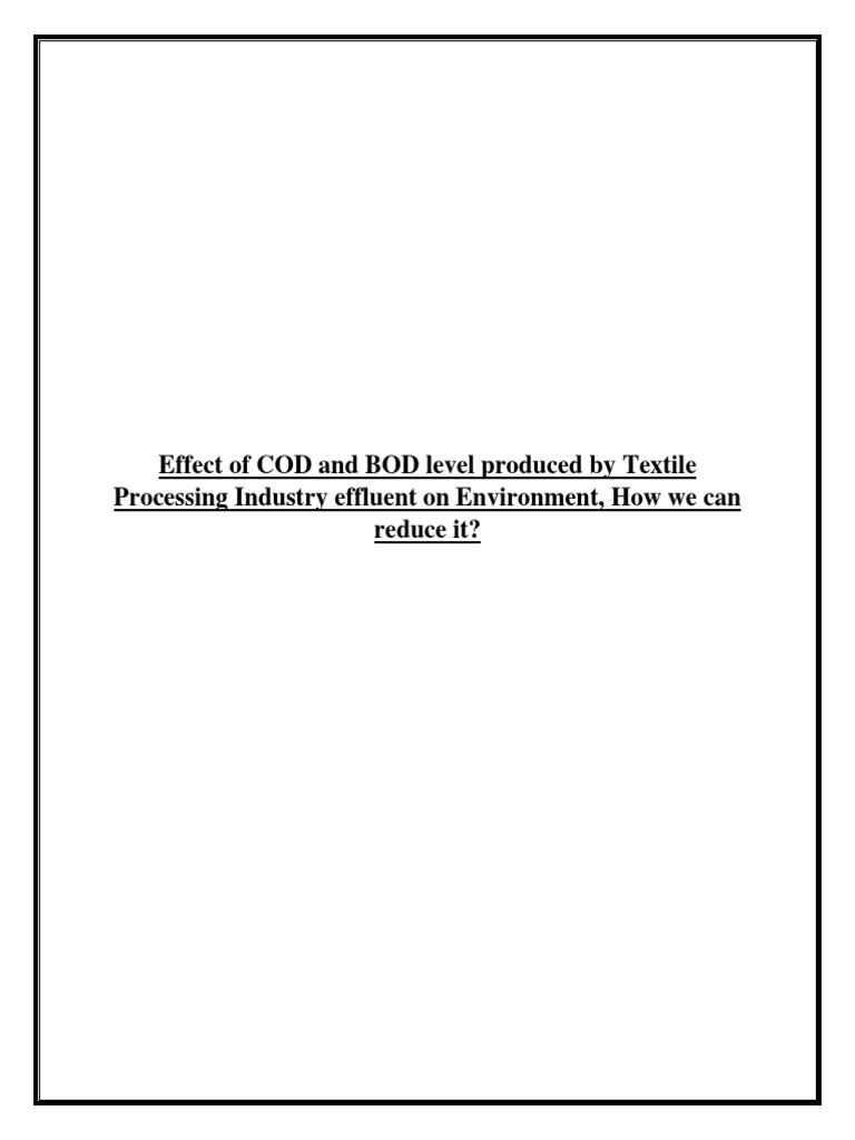 Effect of COD and BOD On Environment | PDF | Sewage Treatment ...
