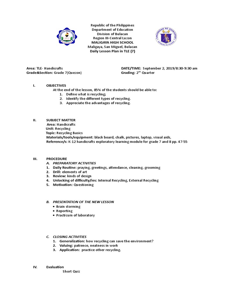 A. Preparatory Activities PDF Lesson Plan Psychological Concepts