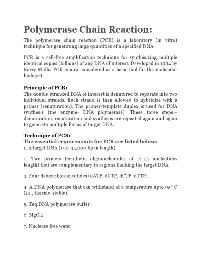 Polymerase Chain Reaction | PDF | Polymerase Chain Reaction | Taq ...