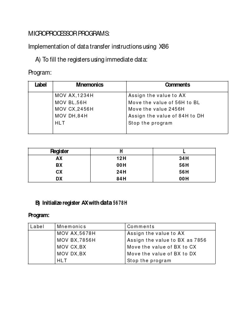 Microprocessor Programs | PDF | Electronic Engineering | Computer Data