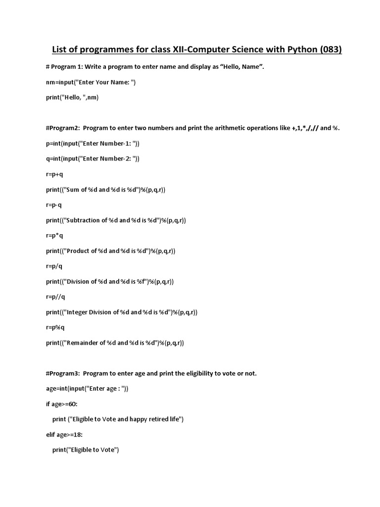 Class XII Python programmes | PDF | Array Data Type | Database Index