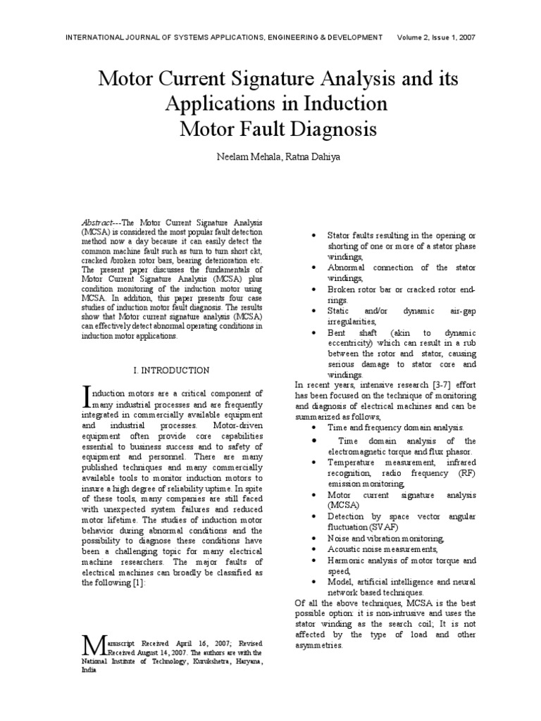 Motor Current Signature Analysis Open Rotor Bar | PDF