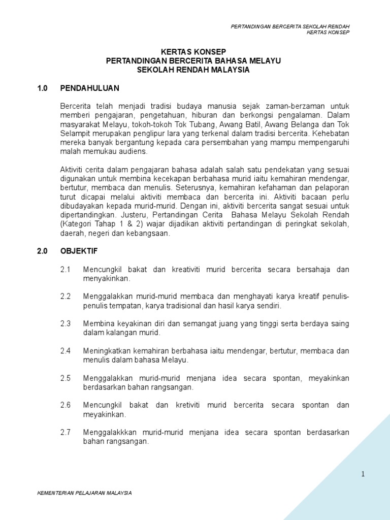 cerita untuk pertandingan bercerita sekolah rendah