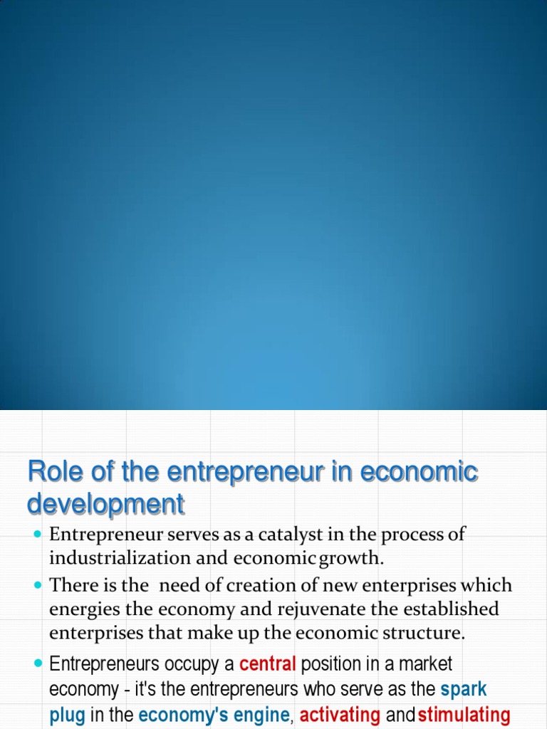 Role of Entrepreneurs in Economic Growth | PDF | Entrepreneurship ...