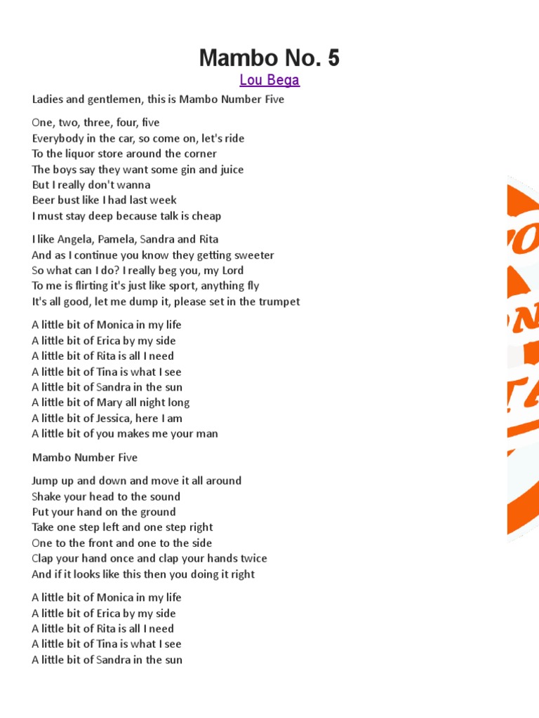 Mambo No. 5 PDF Latin American Music Spanish Language Music