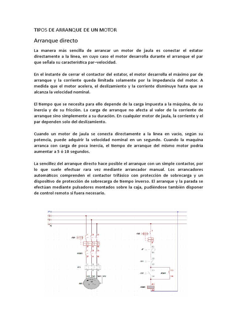 Tipos de Arranque de Motores Eléctricos | PDF | Motor eléctrico ...