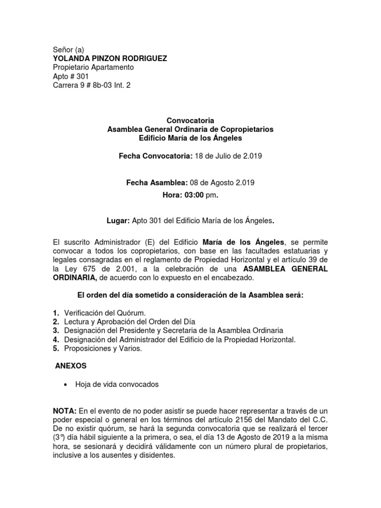 Acta de Nombramiento de Administrador | PDF | Condominio | Gobierno