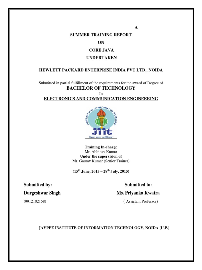 Java Summer Training Report in Noida | PDF | Method (Computer ...
