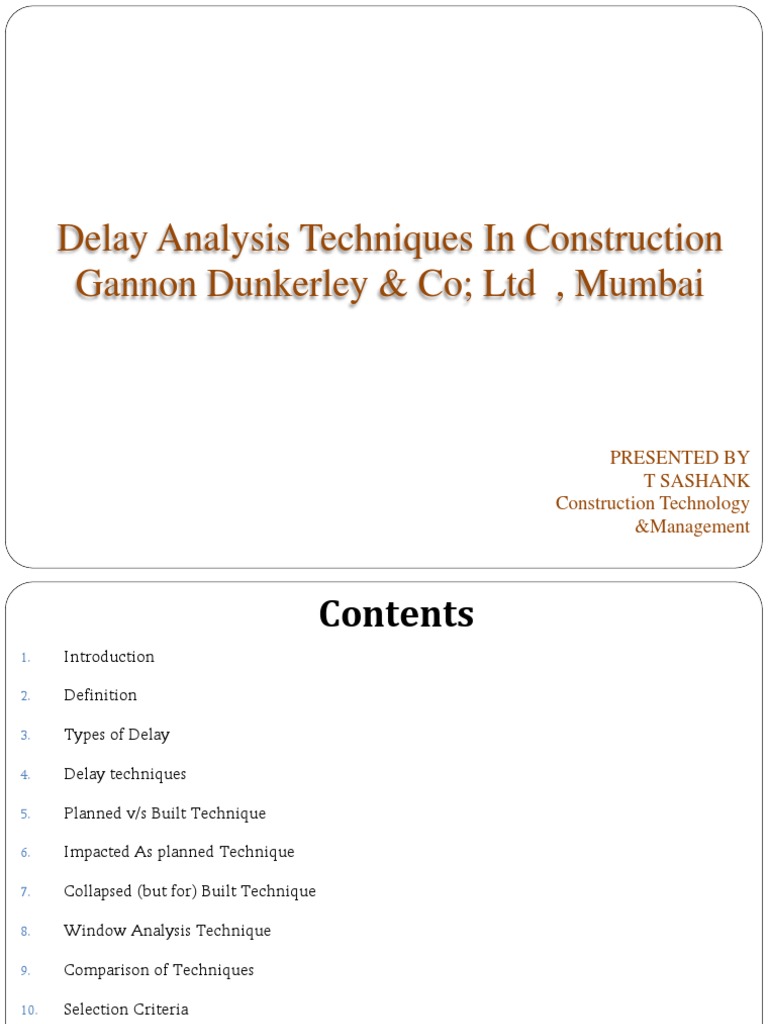 Delay Analysis Techniques in Construction | PDF | Economies | Business