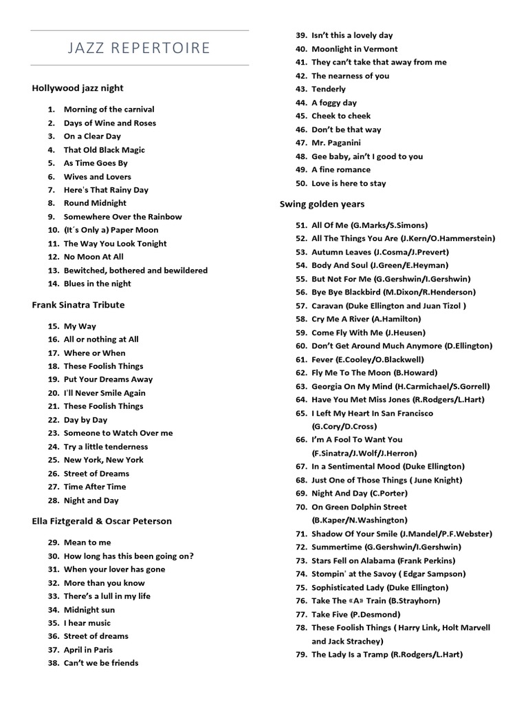 Repertoire | PDF | Popular Music | Songs