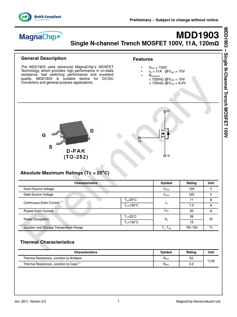 MDD1903 PDF | PDF | Mosfet | Physical Quantities