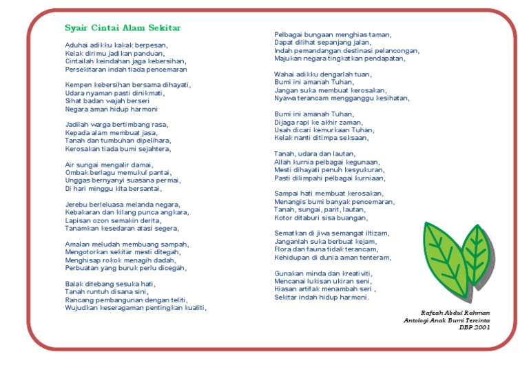 Syair Cintai Alam Sekitar Pdf