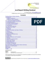 Technical Report Writing Handout: Dr. Glynis Perkin, Engineering Centre For Excellence in Teaching and Learning (Engcetl)