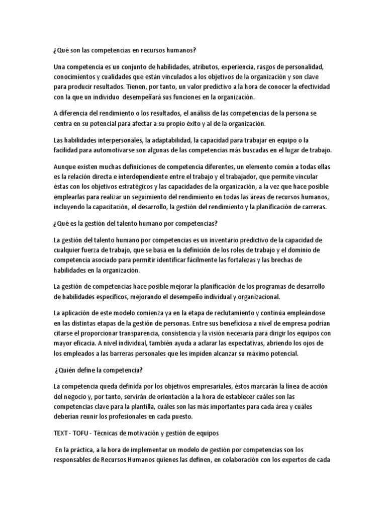 Qué Son Las Competencias en Recursos Humanos | PDF | Gestión de