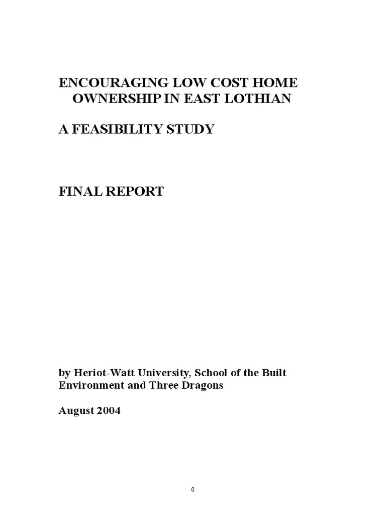 Encouraging Low Cost Home Ownership in East Lothian A Feasibility Study