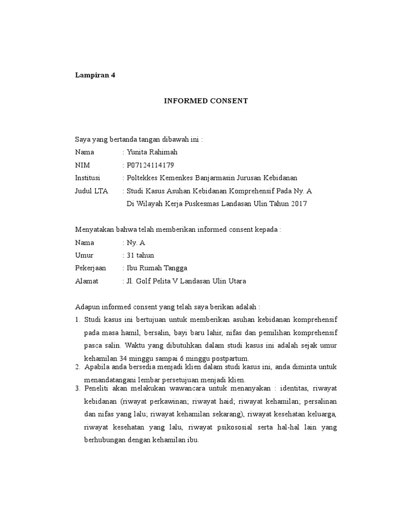 Contoh Informed Consent Kebidanan | PDF | Kesehatan Holistik | Sains ...