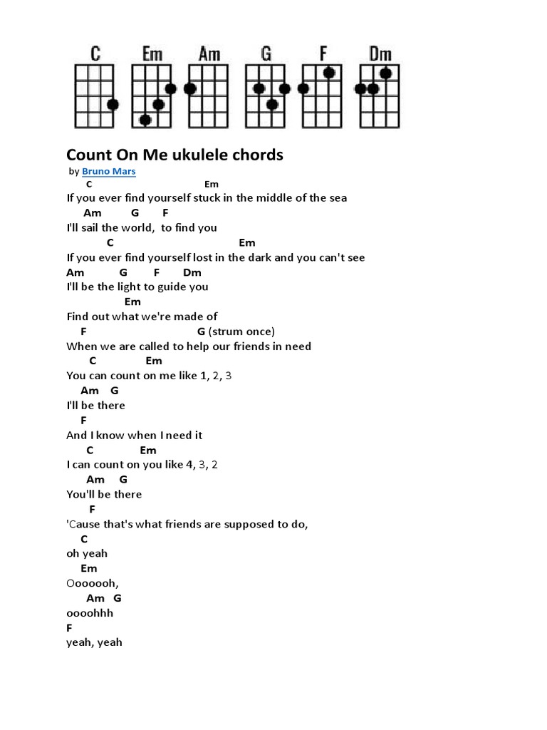 Count On Me Ukulele Chords Am G F Dm Pdf