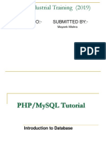 Industrial Training (2019) Database and PHP Tutorial