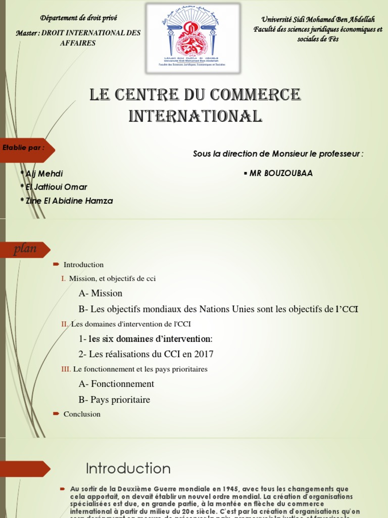Rôle et impact du Centre de Commerce International | PDF ...
