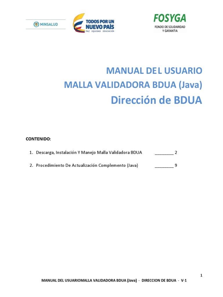 Manual Malla Validadora BDUA (Java) | PDF | Archivo de computadora ...
