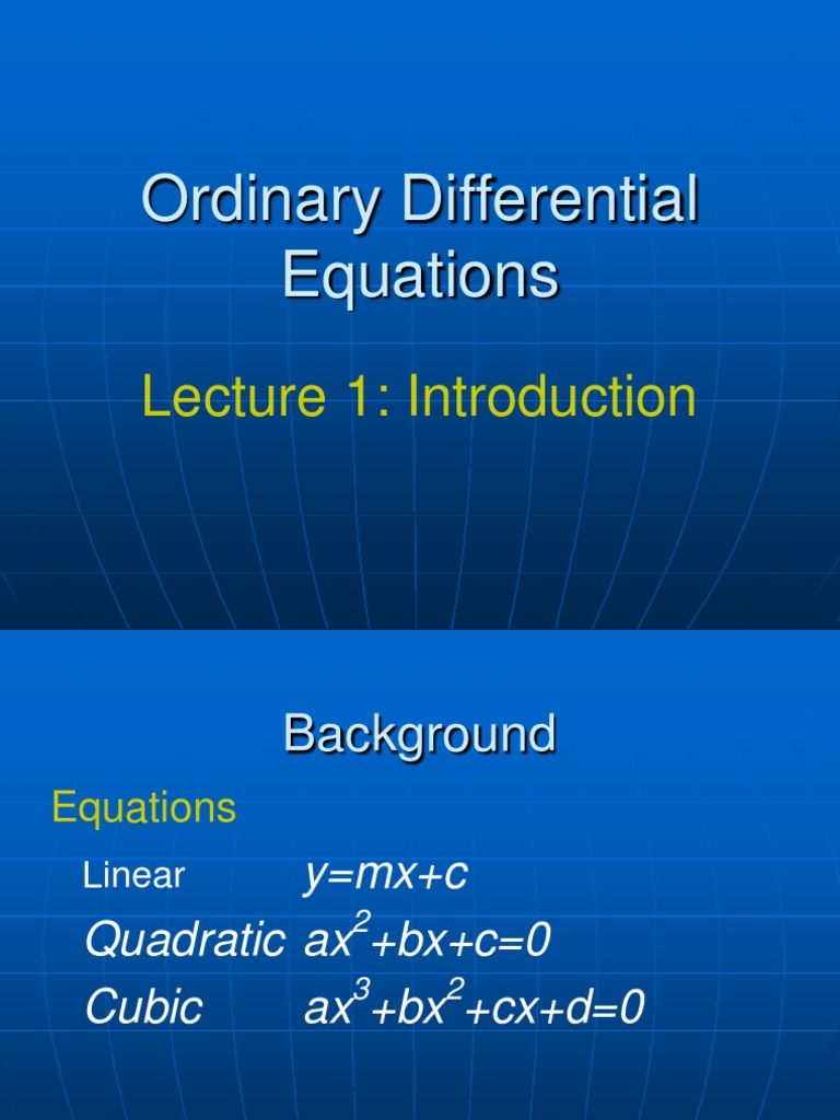 Introduction To Ordinary Differential Equations Pdf