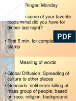 Bell Ringer: Monday - What Are Some of Your Favorite Foods/what Did You Have For Dinner Last Night? - First 5 Min. For Completion Stamp